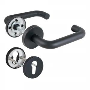 Комплект дверных ручек с накладками под цилиндр FR.DH57.0219 NE (DH-0219 NE) 8x140 мм, BL-24 черный